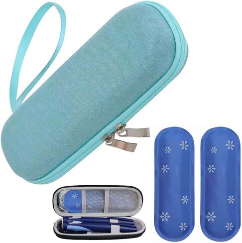 Insulin Cooler Travel Case with 2 Ice Packs, Portable Insulin Travel Case, Diabetic Medication Insulated Organizer Cooling Pouch for Blood Glucose Monitor Supplies in Saudi Arabia