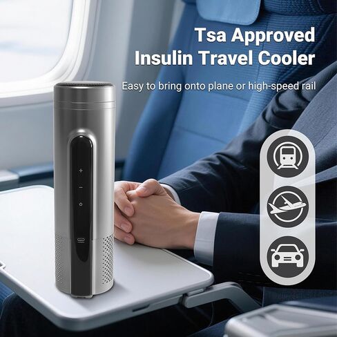 Electric Insulin Cooler Travel Case TSA Approved, Insulin Fridge Portable Insulin Refrigerator Travel Coolerfor 1–4 Pens, 35-68°F Display Temperature Battery in Kuwait