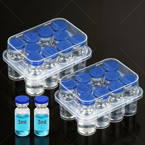 حافظة ببتيد 3 مل للفيردج، 2 عبوة حامل قارورة 3 مل - 10 طلقات من الببتيد ومنظم الأنسولين للثلاجة، صندوق شفاف لقوارير زجاجية سعة 1-3 مل (الأنسولين، GLP-1، الببتيدات، إلخ.) in Kuwait