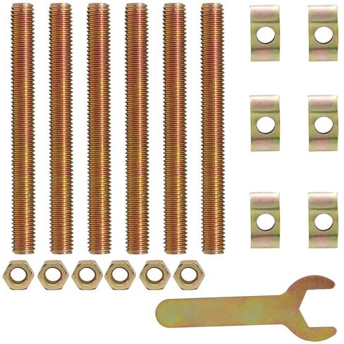 Bonsicoky 12-Set Bed Frame Hardware Connector Kit, Cold Heading Steel Fasteners with M8*100 Bolts for Bed, Wardrobe, Panel Furniture Assembly, Brass Four-in-One Furniture Connectors in Saudi Arabia
