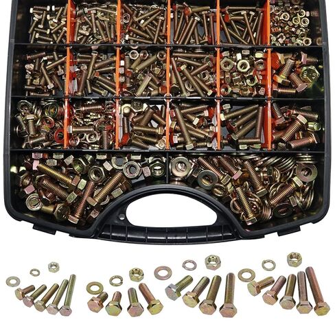 1020PCS Grade 8.8 Metric Bolt Assortment Kit -M4 M5 M6 M8 Heavy Duty Hex Bolts & Nuts with Washers,Yellow Zinc Plated(12-30mm), Automotive/Furniture Hardware,Assorted Metric Fasteners for DIY & Repair in Saudi Arabia