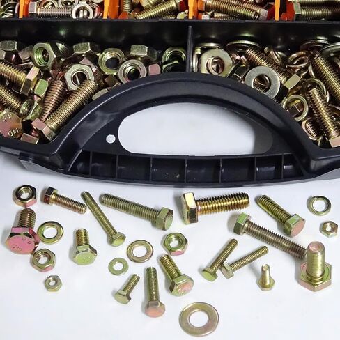 1020PCS Grade 8.8 Metric Bolt Assortment Kit -M4 M5 M6 M8 Heavy Duty Hex Bolts & Nuts with Washers,Yellow Zinc Plated(12-30mm), Automotive/Furniture Hardware,Assorted Metric Fasteners for DIY & Repair in Saudi Arabia