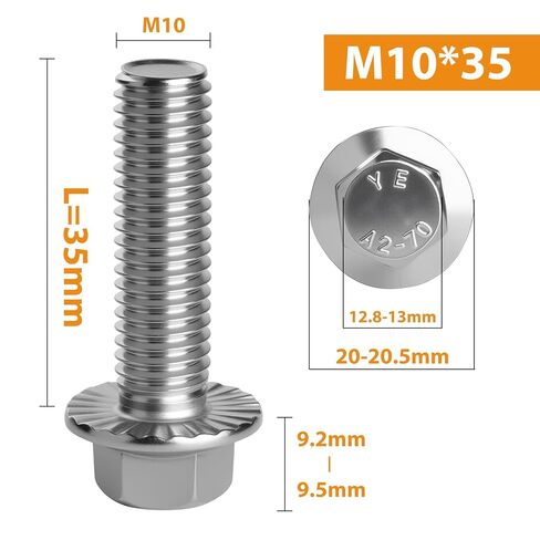 مجموعة أدوات مشعب العادم (البراغي والصواميل) M10X1.5-35mm مسمار شفة من الفولاذ المقاوم للصدأ (4 عبوات) in Kuwait