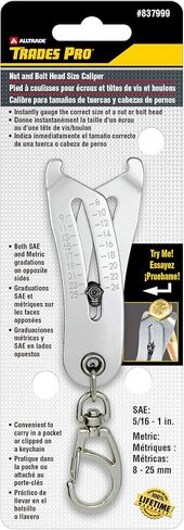 مقياس حجم رأس الصواميل والمسمار، SAE 5/16 بوصة - 1 بوصة وأداة قياس مترية 8 مم - 25 مم - علامات مزدوجة الجوانب، تصميم سلسلة مفاتيح للتعرف السريع على حجم الصواميل والمسمار - 837999 in Saudi Arabia