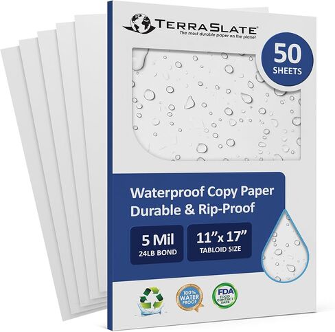 Rain/Weather/Waterproof Paper, 5 MIL 11" x 17", Laser Printer & Copy Machine Compatible, White Printer Paper (100 Sheets) in Kuwait