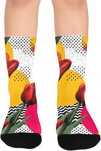 جوارب Pop Art Tulip للمشي لمسافات طويلة - جوارب شتوية حرارية سميكة دافئة للأطفال الصغار للأولاد والبنات للمدرسة، والارتداء اليومي والأنشطة الخارجية in Kuwait