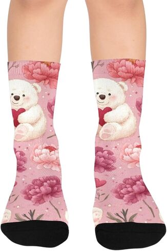 جوارب لطيفة للتنزه سيرًا على شكل فن الأزهار - جوارب شتوية حرارية سميكة دافئة للأطفال الصغار للأولاد والبنات للمدرسة، والارتداء اليومي والأنشطة الخارجية in Kuwait