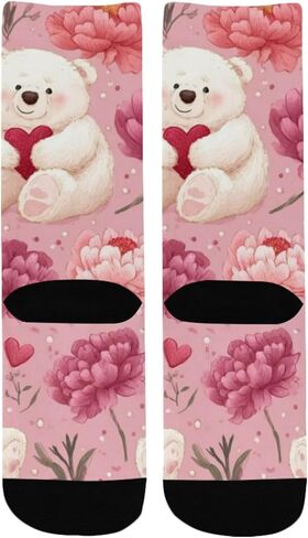 جوارب لطيفة للتنزه سيرًا على شكل فن الأزهار - جوارب شتوية حرارية سميكة دافئة للأطفال الصغار للأولاد والبنات للمدرسة، والارتداء اليومي والأنشطة الخارجية in Kuwait