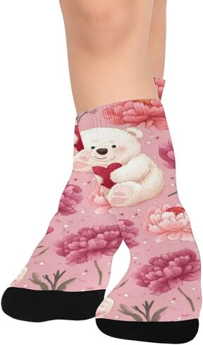 جوارب لطيفة للتنزه سيرًا على شكل فن الأزهار - جوارب شتوية حرارية سميكة دافئة للأطفال الصغار للأولاد والبنات للمدرسة، والارتداء اليومي والأنشطة الخارجية in Kuwait