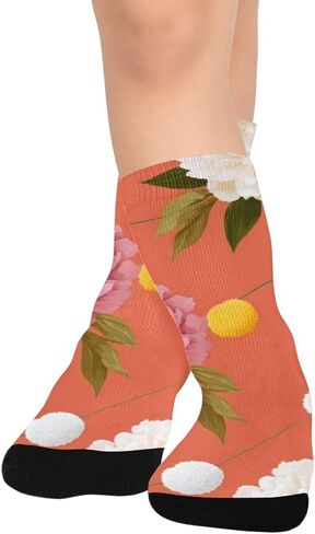 جوارب المشي لمسافات طويلة على شكل زهرة الفاوانيا النابضة بالحياة - جوارب شتوية حرارية سميكة دافئة للأولاد والبنات للمدرسة، والارتداء اليومي والأنشطة الخارجية in Kuwait