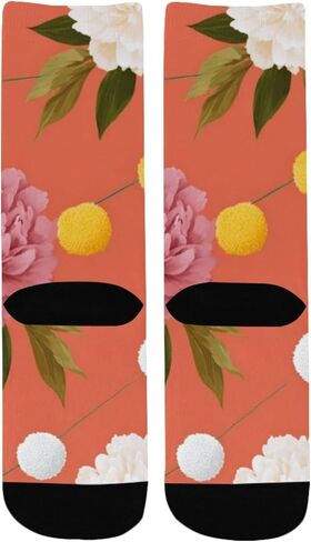 جوارب المشي لمسافات طويلة على شكل زهرة الفاوانيا النابضة بالحياة - جوارب شتوية حرارية سميكة دافئة للأولاد والبنات للمدرسة، والارتداء اليومي والأنشطة الخارجية in Kuwait