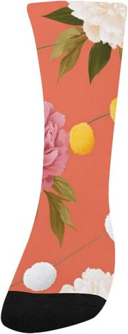 جوارب المشي لمسافات طويلة على شكل زهرة الفاوانيا النابضة بالحياة - جوارب شتوية حرارية سميكة دافئة للأولاد والبنات للمدرسة، والارتداء اليومي والأنشطة الخارجية in Kuwait