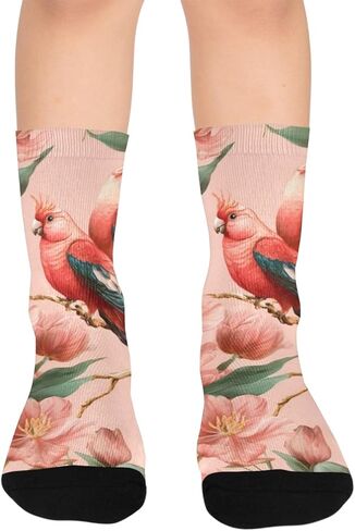 جوارب Parrot Floral Bloom للتنزه سيرًا على الأقدام - جوارب شتوية حرارية سميكة دافئة للأطفال الصغار للأولاد والبنات للمدرسة، والارتداء اليومي والأنشطة الخارجية in Kuwait