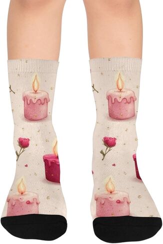 جوارب مشي لمسافات طويلة بتصميم لهب رومانسي - جوارب شتوية حرارية سميكة دافئة للأولاد والبنات الصغار للمدرسة، والارتداء اليومي والأنشطة الخارجية in Kuwait