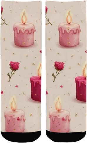 جوارب مشي لمسافات طويلة بتصميم لهب رومانسي - جوارب شتوية حرارية سميكة دافئة للأولاد والبنات الصغار للمدرسة، والارتداء اليومي والأنشطة الخارجية in Kuwait