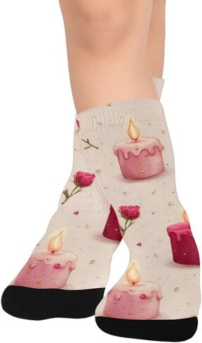 جوارب مشي لمسافات طويلة بتصميم لهب رومانسي - جوارب شتوية حرارية سميكة دافئة للأولاد والبنات الصغار للمدرسة، والارتداء اليومي والأنشطة الخارجية in Kuwait