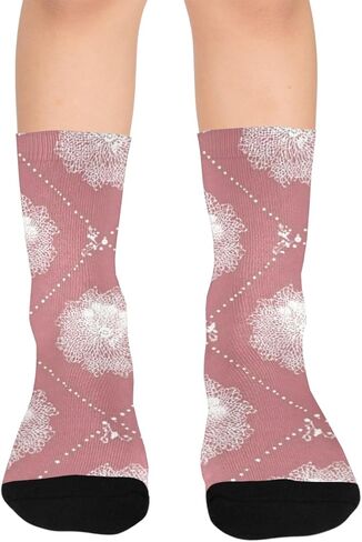 جوارب بيضاء للمشي لمسافات طويلة من Diamond Motif - جوارب شتوية حرارية سميكة دافئة للأولاد والبنات الصغار للمدرسة، والارتداء اليومي والأنشطة الخارجية in Kuwait