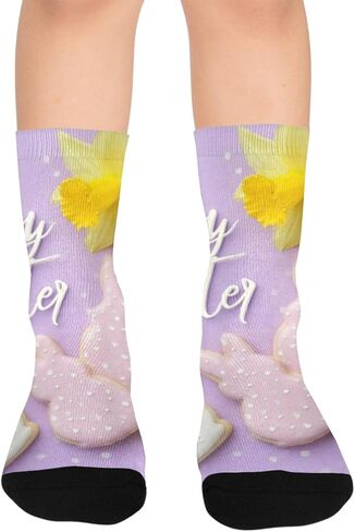 جوارب عيد الفصح الفنية المرحة للمشي لمسافات طويلة - جوارب شتوية حرارية سميكة دافئة للأولاد والبنات الصغار للمدرسة، والارتداء اليومي والأنشطة الخارجية in Kuwait