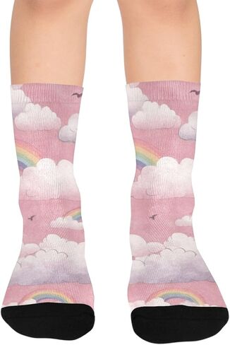 جوارب باستيل قوس قزح سماوية وردية للمشي لمسافات طويلة - جوارب شتوية حرارية سميكة دافئة للأولاد والبنات للمدرسة، والارتداء اليومي والأنشطة الخارجية in Kuwait