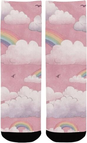 جوارب باستيل قوس قزح سماوية وردية للمشي لمسافات طويلة - جوارب شتوية حرارية سميكة دافئة للأولاد والبنات للمدرسة، والارتداء اليومي والأنشطة الخارجية in Kuwait