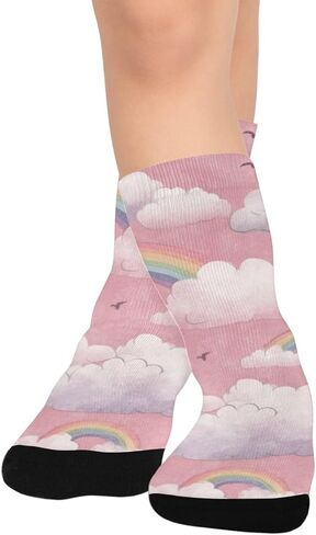 جوارب باستيل قوس قزح سماوية وردية للمشي لمسافات طويلة - جوارب شتوية حرارية سميكة دافئة للأولاد والبنات للمدرسة، والارتداء اليومي والأنشطة الخارجية in Kuwait