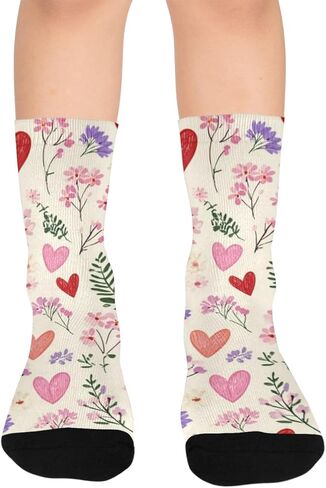 جوارب التنزه سيرًا على الأقدام على شكل قلوب باستيل - جوارب شتوية حرارية سميكة دافئة للأطفال الصغار للأولاد والبنات للمدرسة، والارتداء اليومي والأنشطة الخارجية in Kuwait