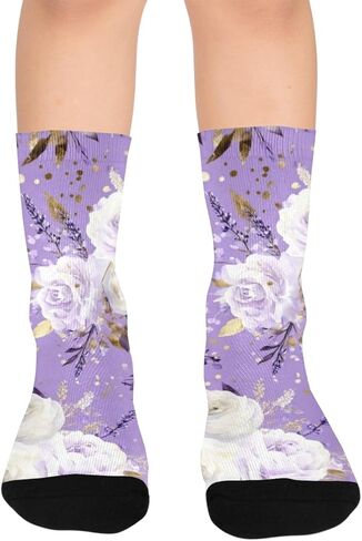 جوارب Lavenders Gold Bloom Purple للمشي لمسافات طويلة - جوارب شتوية حرارية سميكة دافئة للأولاد والبنات للمدرسة، والارتداء اليومي والأنشطة الخارجية in Kuwait