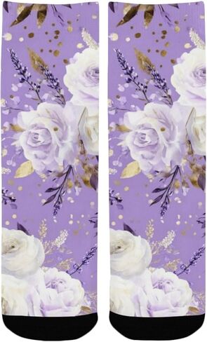 جوارب Lavenders Gold Bloom Purple للمشي لمسافات طويلة - جوارب شتوية حرارية سميكة دافئة للأولاد والبنات للمدرسة، والارتداء اليومي والأنشطة الخارجية in Kuwait
