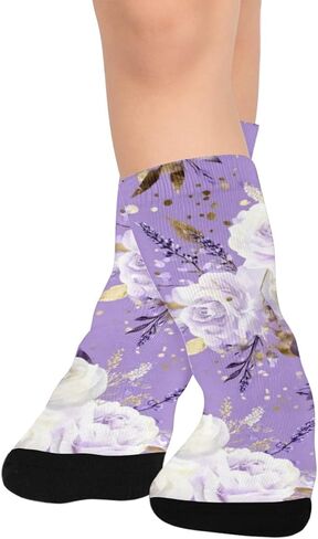 جوارب Lavenders Gold Bloom Purple للمشي لمسافات طويلة - جوارب شتوية حرارية سميكة دافئة للأولاد والبنات للمدرسة، والارتداء اليومي والأنشطة الخارجية in Kuwait