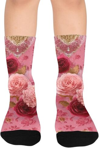 جوارب رومانسية على شكل قلب وردي للمشي لمسافات طويلة - جوارب شتوية حرارية سميكة دافئة للأطفال الصغار للأولاد والبنات للمدرسة، والارتداء اليومي والأنشطة الخارجية in Kuwait