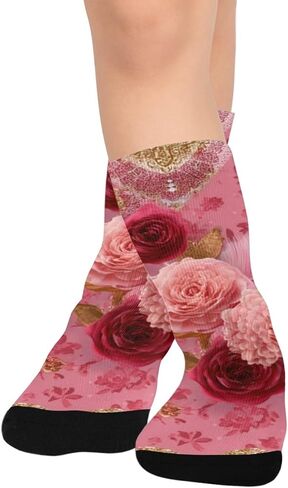 جوارب رومانسية على شكل قلب وردي للمشي لمسافات طويلة - جوارب شتوية حرارية سميكة دافئة للأطفال الصغار للأولاد والبنات للمدرسة، والارتداء اليومي والأنشطة الخارجية in Kuwait