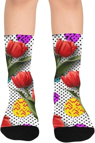 جوارب جرافيك توليب آرت للمشي لمسافات طويلة - جوارب شتوية حرارية سميكة دافئة للأطفال الصغار للأولاد والبنات للمدرسة، والارتداء اليومي والأنشطة الخارجية in Kuwait