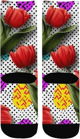 جوارب جرافيك توليب آرت للمشي لمسافات طويلة - جوارب شتوية حرارية سميكة دافئة للأطفال الصغار للأولاد والبنات للمدرسة، والارتداء اليومي والأنشطة الخارجية in Kuwait