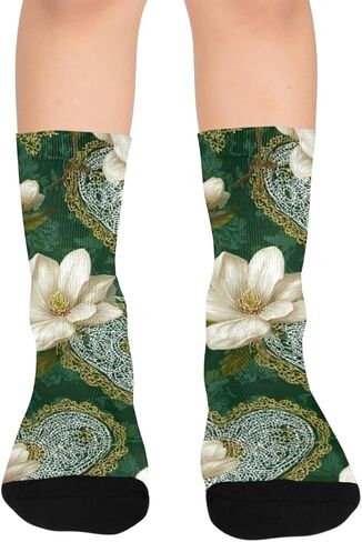 جوارب ماغنوليا وقلب أخضر للمشي لمسافات طويلة - جوارب شتوية حرارية سميكة دافئة للأطفال الصغار للأولاد والبنات للمدرسة، والارتداء اليومي والأنشطة الخارجية in Kuwait