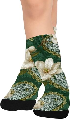 جوارب ماغنوليا وقلب أخضر للمشي لمسافات طويلة - جوارب شتوية حرارية سميكة دافئة للأطفال الصغار للأولاد والبنات للمدرسة، والارتداء اليومي والأنشطة الخارجية in Kuwait