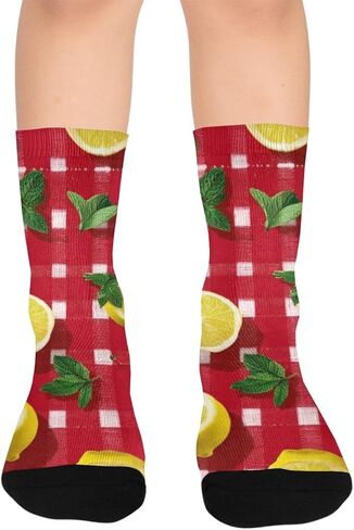 جوارب المشي لمسافات طويلة باللون الأحمر الليموني والنعناع - جوارب شتوية حرارية سميكة دافئة للأولاد والبنات للمدرسة، والارتداء اليومي والأنشطة الخارجية in Kuwait