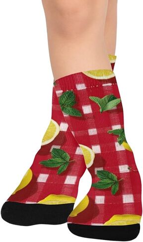 جوارب المشي لمسافات طويلة باللون الأحمر الليموني والنعناع - جوارب شتوية حرارية سميكة دافئة للأولاد والبنات للمدرسة، والارتداء اليومي والأنشطة الخارجية in Kuwait