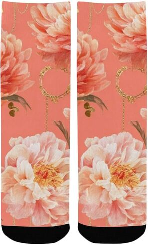 جوارب المشي لمسافات طويلة باللون الذهبي على شكل زهور الفاوانيا - جوارب شتوية حرارية سميكة دافئة للأطفال الصغار للأولاد والبنات للمدرسة، والارتداء اليومي والأنشطة الخارجية in Kuwait