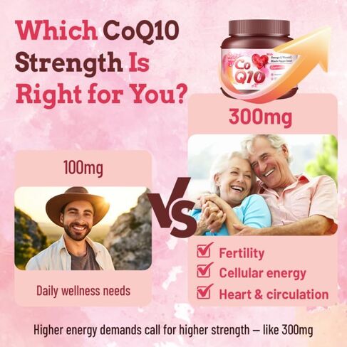 CoQ10 Gummies 300mg خالية من السكر | مكملات إنزيم Q10 عالية الامتصاص مع أوميغا 3 ، فيتامين E & Black Pepper | القلب والطاقة | 6 أشهر إمداد ، نكهة الفراولة ، 180 عدد in Kuwait
