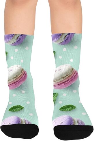 جوارب Macaron Hearts Treat Art للمشي لمسافات طويلة - جوارب شتوية حرارية سميكة دافئة للأولاد والبنات للمدرسة، والارتداء اليومي والأنشطة الخارجية in Kuwait