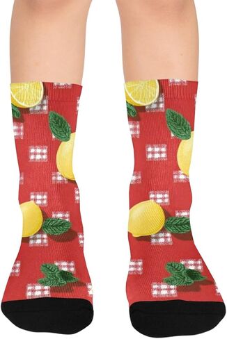 جوارب المشي لمسافات طويلة بالليمون الأحمر والنعناع - جوارب شتوية حرارية سميكة دافئة للأولاد والبنات للمدرسة، والارتداء اليومي والأنشطة الخارجية in Kuwait