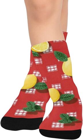 جوارب المشي لمسافات طويلة بالليمون الأحمر والنعناع - جوارب شتوية حرارية سميكة دافئة للأولاد والبنات للمدرسة، والارتداء اليومي والأنشطة الخارجية in Kuwait