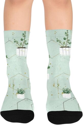 جوارب المشي لمسافات طويلة باللون الأخضر البسيط - جوارب شتوية سميكة دافئة للأولاد والبنات الصغار للمدرسة، والارتداء اليومي والأنشطة الخارجية in Kuwait