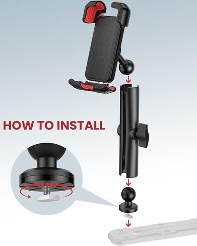 حامل هاتف كاياك 2025 مع ذراع مقبس 5.9 بوصة ومحولات كرة 1 بوصة، حامل هاتف كاياك قابل للتعديل 360 درجة متوافق مع هواتف 4.7-6.9 بوصة، ملحقات قضبان كاياك in Kuwait