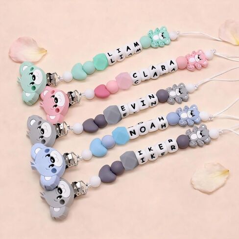 Personalized Baby Pacifier Clips With Name Personalized Stroller Clip Teddy Bear Baby Gifts (Bear) in Saudi Arabia