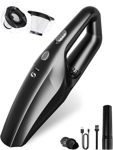 مكنسة كهربائية محمولة للسيارة لاسلكية محمولة قابلة لإعادة الشحن وصغيرة الحجم مع شفط قوي تتضمن فلتر HEPA قابل للغسل وخفيفة الوزن للسيارة والمنزل والمكتب وشعر الحيوانات الأليفة in Kuwait