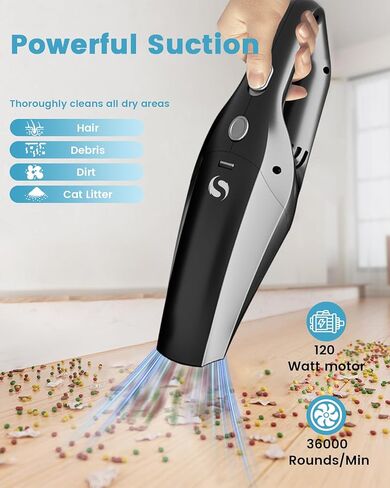 مكنسة كهربائية محمولة للسيارة لاسلكية محمولة قابلة لإعادة الشحن وصغيرة الحجم مع شفط قوي تتضمن فلتر HEPA قابل للغسل وخفيفة الوزن للسيارة والمنزل والمكتب وشعر الحيوانات الأليفة in Kuwait