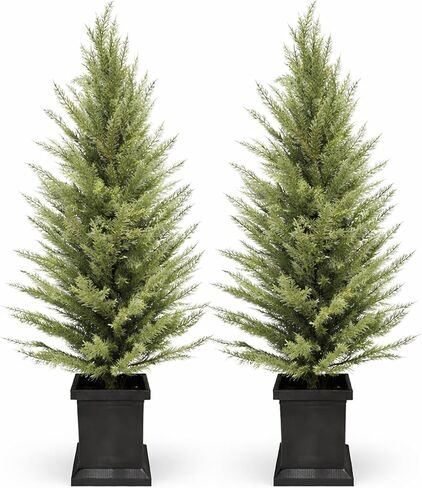 مجموعة توبيرية من طراز Cypress في الهواء الطلق ، الأشجار ذات 4 قدم ، أشجار الشرفة الخضراء ، الأشجار الخضراء المزيفة في الهواء الطلق مع وعاء قوي للشرفة الداخلية في الهواء الطلق in Kuwait