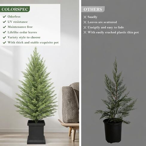مجموعة توبيرية من طراز Cypress في الهواء الطلق ، الأشجار ذات 4 قدم ، أشجار الشرفة الخضراء ، الأشجار الخضراء المزيفة في الهواء الطلق مع وعاء قوي للشرفة الداخلية في الهواء الطلق in Kuwait