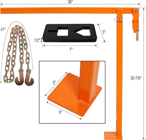 36 بوصة T Post Puller Fence Post Puller سياج شديد التحمل مع سلسلة رفع 47 بوصة ولوحة T Post Puller، لون برتقالي in Saudi Arabia